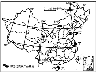 读我国部分优质农产品基地分布图和甲地大棚种植图,回答下列问题.