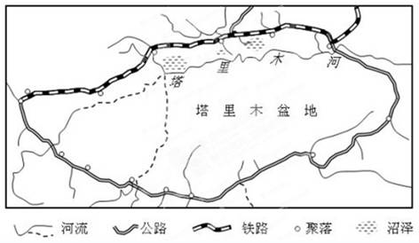 材料一:下图为新疆部分区域图 材料二:2100年5月26日,塔里木河流域