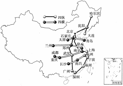 中国铁路四纵四横线路图片