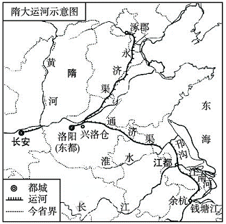 隋朝大運河示意圖