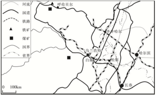 材料二:乌兰浩特市位置示意图 (图 15)